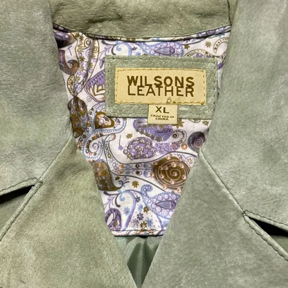 VTG Y2K Wilsons Suede Jacket Womens Green Slim Blazer  Sz XL SEE MEASUREMENTS